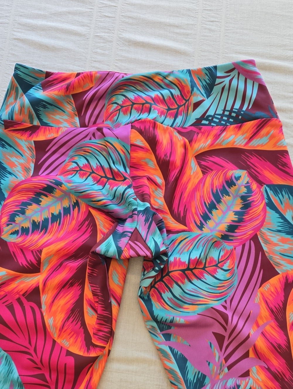 Onzie Flow Vibrant Tropical Leaf Print Cropped Leggings Women's XS - Picture 9 of 11